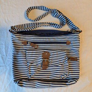 Navy & White Canvas Striped Purse